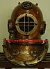 Person deep water diving helmet